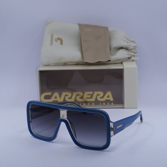 Carrera FLAGLAB 14 0YRQ 9O Sunglasses Blue Beige Shield Frame, Grey Lenses - Picture 11 of 11